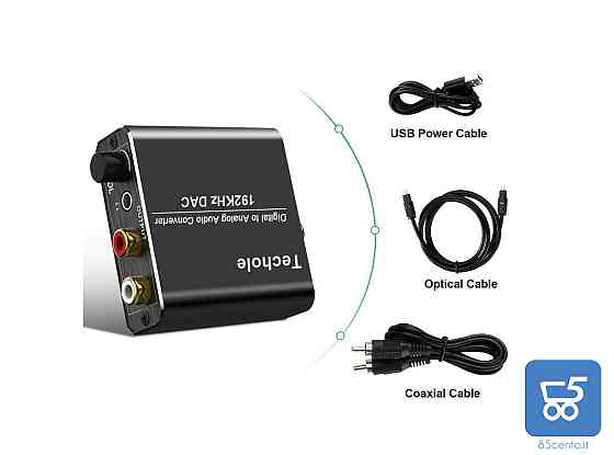 Аудіо конвертер декодер звуку Techole HS203-BK 192kHz з цифрового оптичного в аналоговий Луцьк
