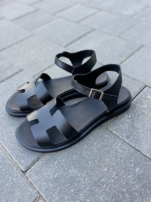 Mermaid Босоніжки жіночі чорні літні Mermaid 514 натуральна шкіра / Стильні босоніжки на низькі Коломыя - изображение 9