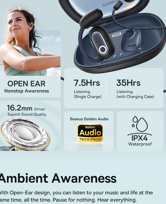 Навушники Baseus Eli Fit Open-Ear. Киев - изображение 7