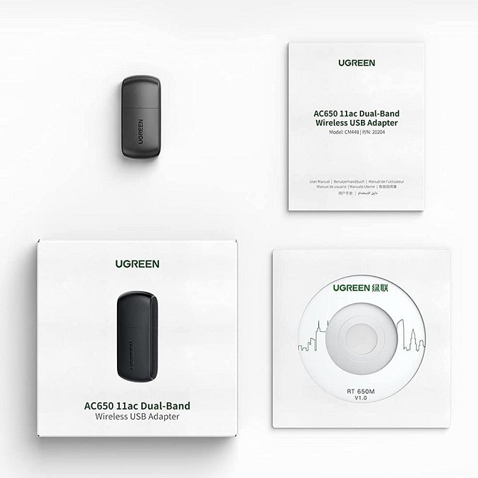 Дводіапазонний бездротовий Wi-Fi USB адапттер Ugreen AC650 2,4 ГГц CM448 20204 (Чорний) Николаев - изображение 8