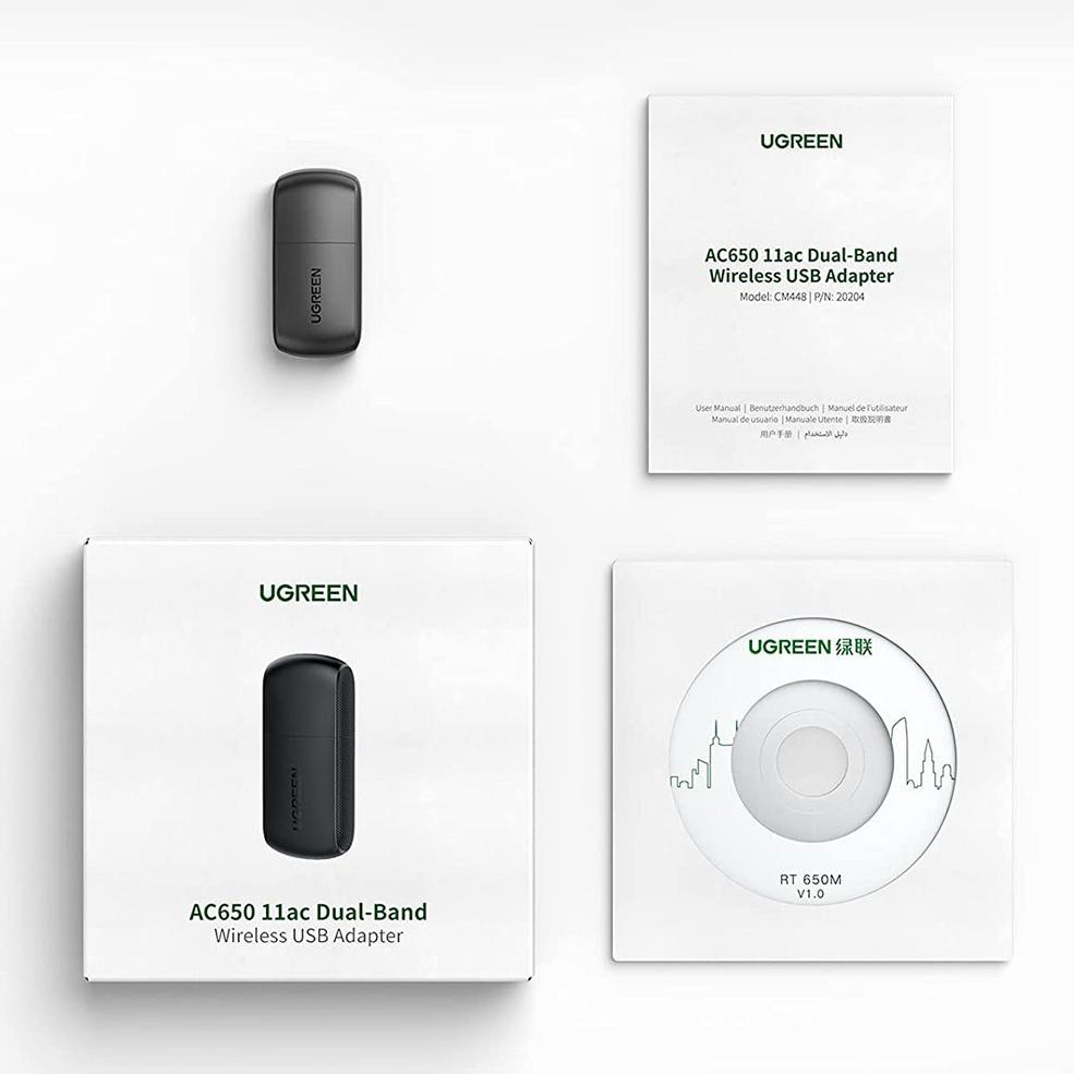Дводіапазонний бездротовий Wi-Fi USB адапттер Ugreen AC650 2,4 ГГц CM448 20204 (Чорний) Миколаїв - фото 8