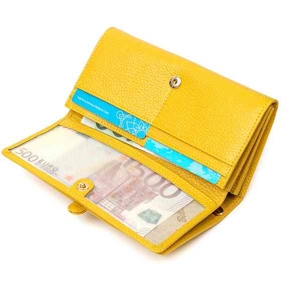 Барвистий жіночий гаманець з великою кількістю відділень із натуральної шкіри Tony Bellucci 21960 Жовтий Київ