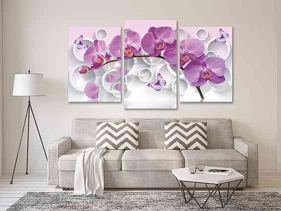Модульная картина в гостиную / спальню Орхідея з метеликами Art-606_3 100x150 см Киев