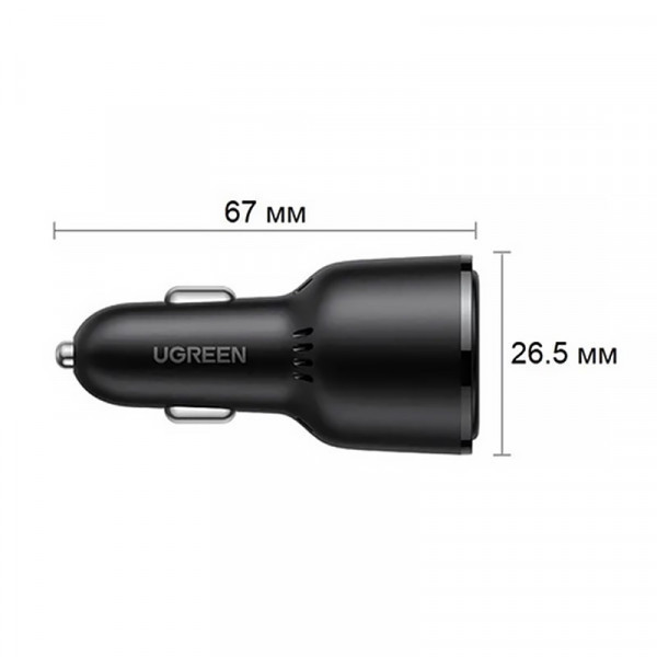 Автозарядка 3xUSB 69W (USB-C+USB-A) QC 3.0 Чорна (CD239) UGREEN (20467) Київ - фото 3