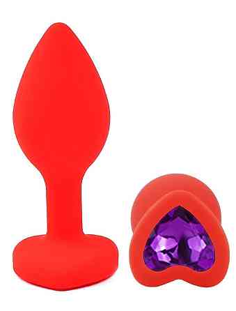 Силіконова анальна пробка EGZO - Silicone Red Heart Plug Purple, size S Sex Aura Київ