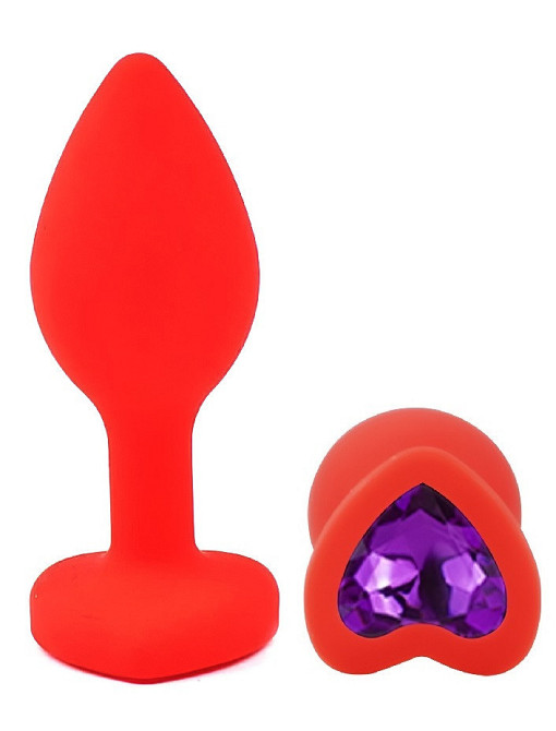 Силіконова анальна пробка EGZO - Silicone Red Heart Plug Purple, size S Sex Aura Київ - фото 2