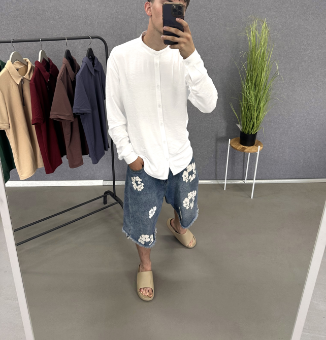 Сорочка чоловіча льон жатка Білий L Харків - фото 2