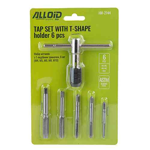 Alloid.Набір мітчиків з Т-подібним тримачем 6 од. (M4, M5, M6, M8, M10) Одесса