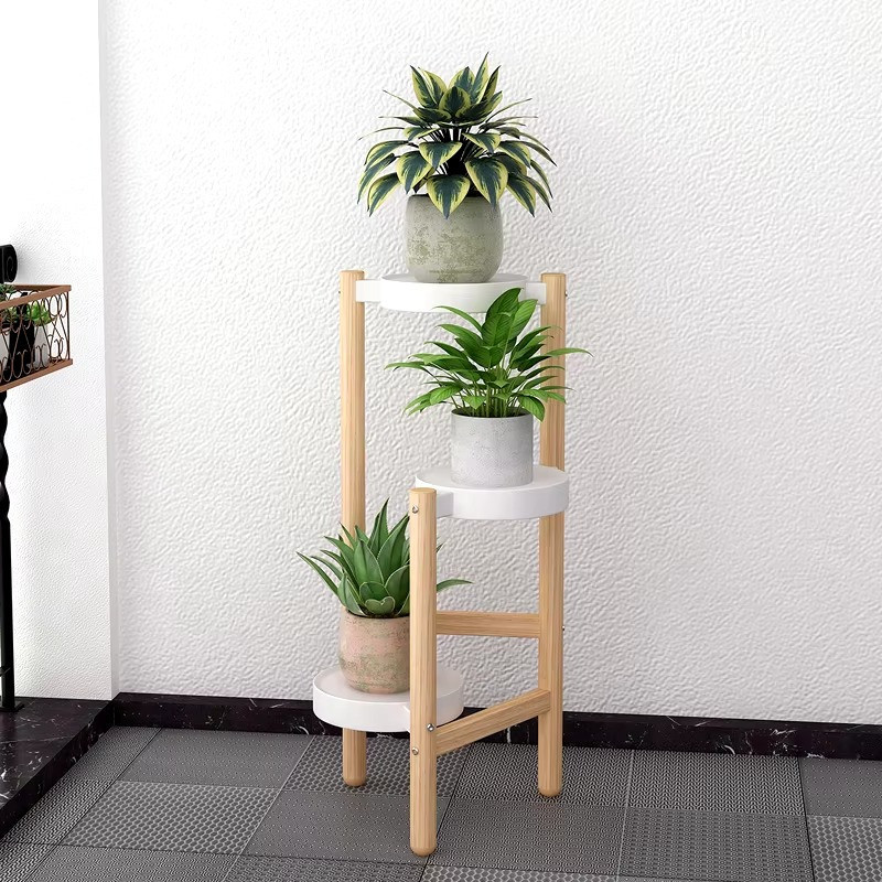 Стеллаж для растений и цветов на 3 полки и горшков с цветами цвет древесной текстуры Каменец-Подольский - изображение 1