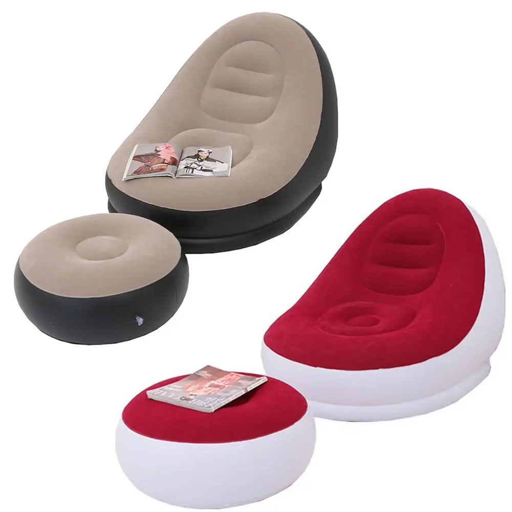 Надувний диван-крісло з пуфиком для ніг 99х130х76см Air Sofa,Червоний SBR Київ - фото 2