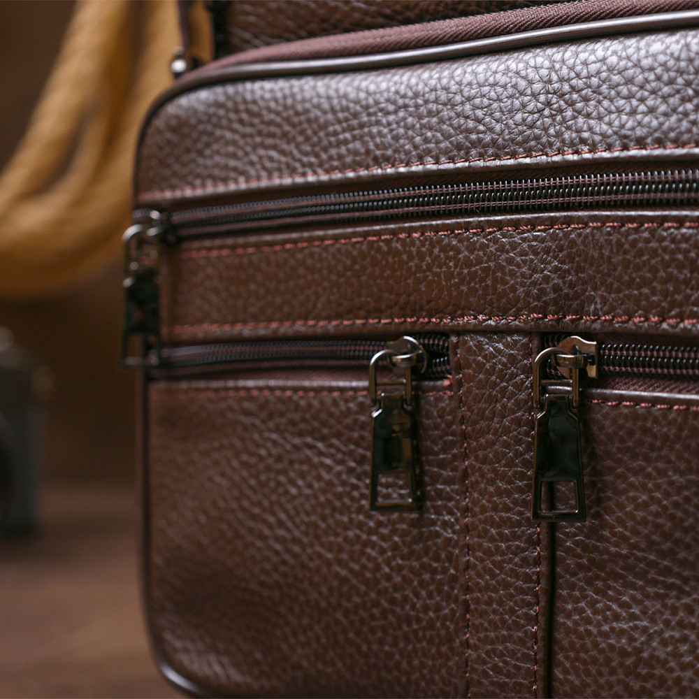 Практичная кожаная мужская сумка Коричневый (Vintage) Киев - изображение 4