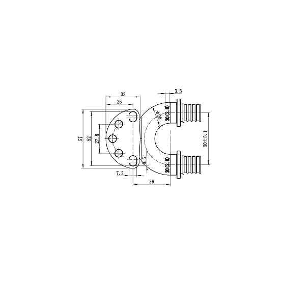 Кутник настін. з наскрізн.проход.та ВР Koer KA.LW20-06F-20 - 20(2.8mm) x 1/2"F x 20(2.8mm) (KR4883) Київ