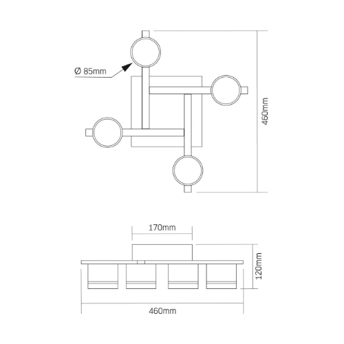 LED Світильник під лампу 4*GX53 накладний чорний VL-SPF31-4B Videx Житомир - изображение 2