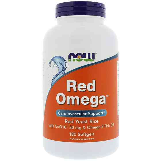Красный рис, омега и коэнзим Q10, Red Omega, Now Foods, 30 мг, 180 капсул Луцьк