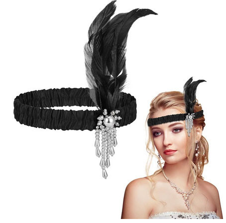 Пов'язка для волосся для танців із пером чорна Київ - фото 1