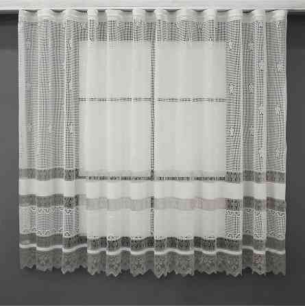 Тюль сетка VR-Textil Juli № 1436т Арка на кухню цвет молочный с серым 400х150 см (53-0002) Киев