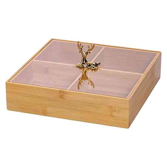 Деревянная менажница на 4 секции с крышкой Киев