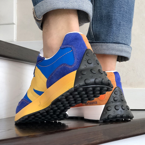 Чоловічі Сині Кросівки New Balance 327 Жовті Жовтогарячі Нью Баланс (розміри: 41,42,43,44,45,46) Відео Огляд Дніпро - фото 5