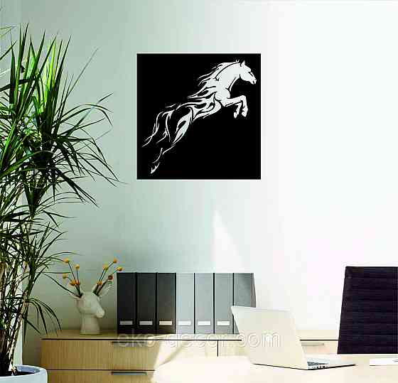 Декоративное настенное Панно «Лошадь» Декор на стену 70*70 см, Черный Киев