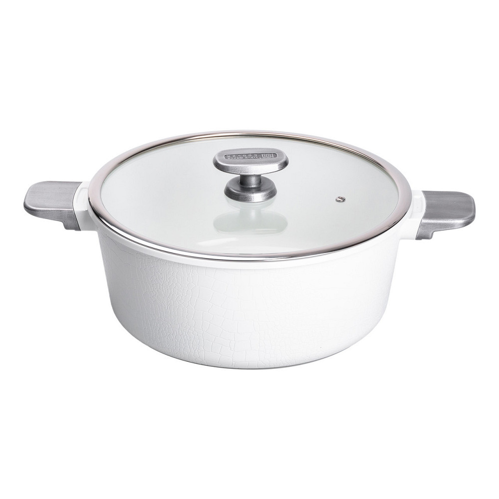 Алюминиевая кастрюля с керамическим антипригарным покрытием 7.7 л Ø 30 см белая MGC HP-4-455W Киев - изображение 1