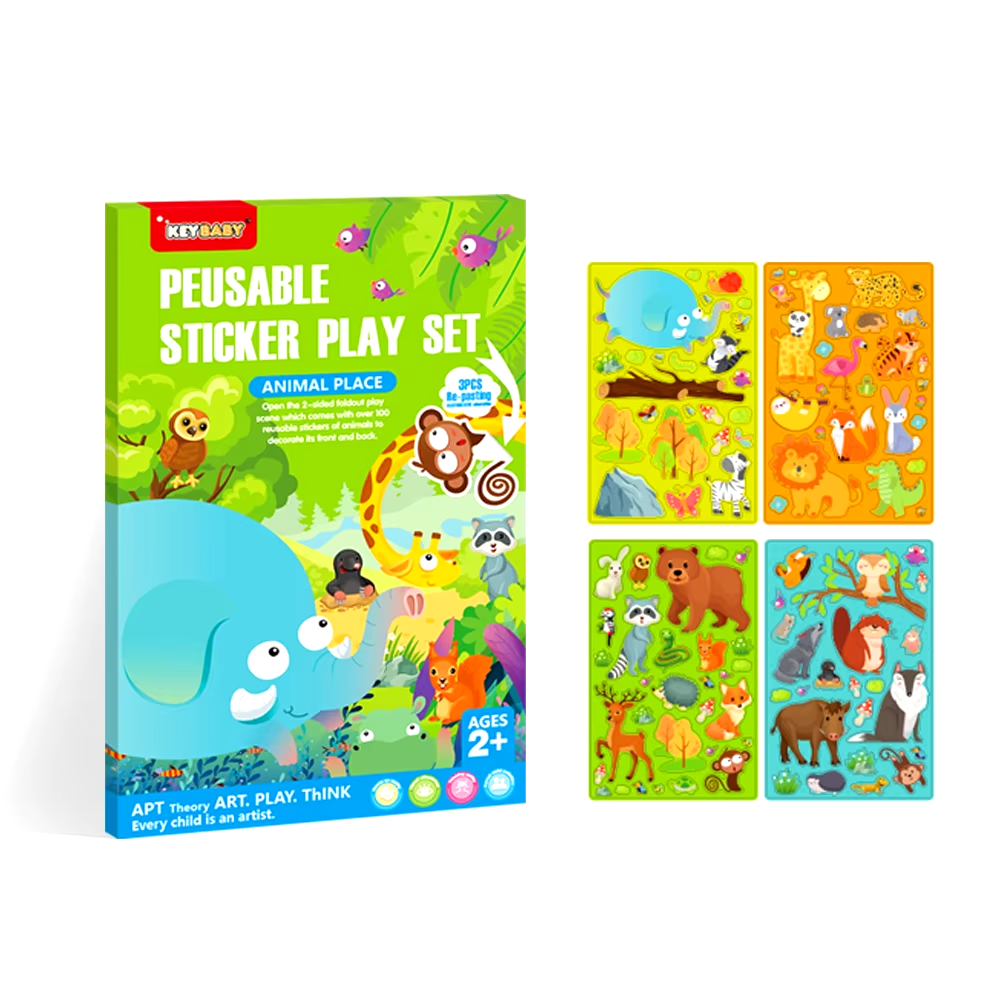 Набір багаторазових наліпок Keybaby із великою сценою для творчості, у кольорі Animals Кам'янець-Подільський - фото 2