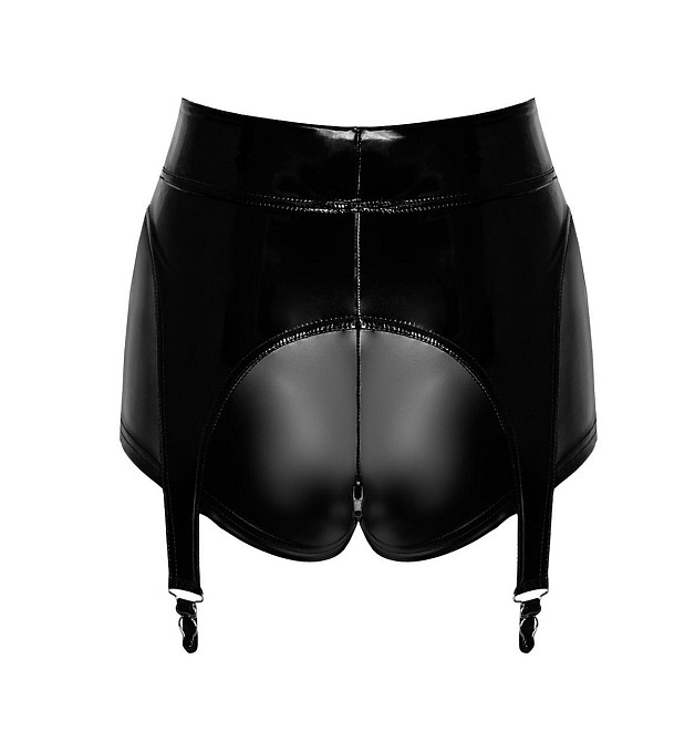 Шортики Noir Handmade F325 Glam, XL, black, вініл, висока талія, кріплення для панчіх, з доступом Sex Aura Київ - фото 7