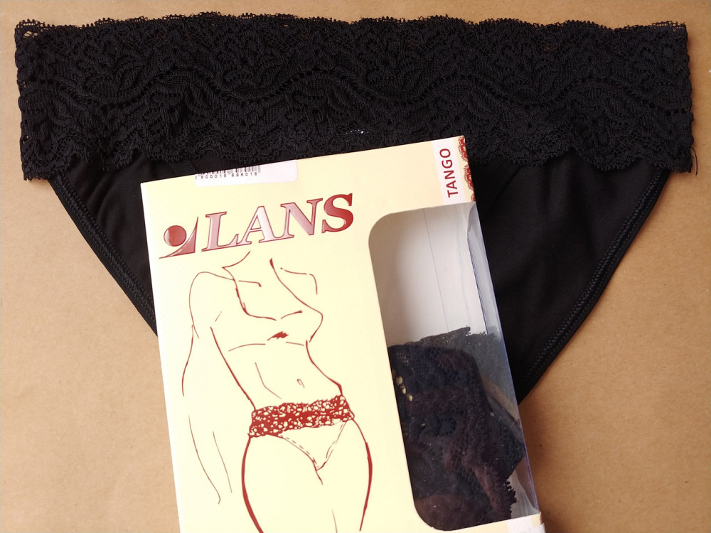 Женские трусики кружевные Lans Танго (2шт в уп) Lans 26/030 XL, Черный Киев - изображение 2