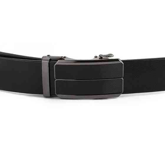 Ремень мужской c затемненной черной матовой пряжкой Vintage 20279 Черный Киев