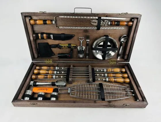 Набори шампурів, Набір шампурів у кейсі "Grill Master Кізляр" Шампури, вертіла Тернопіль