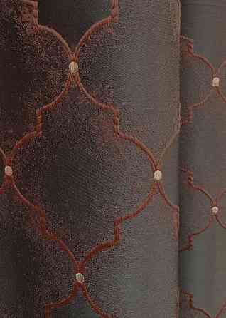 Комплект готових штор VR-Textil Жакард SAPFIR № 1752ш Графітовий з теракотовим 150х300 см 2 шт (33-0718) Київ