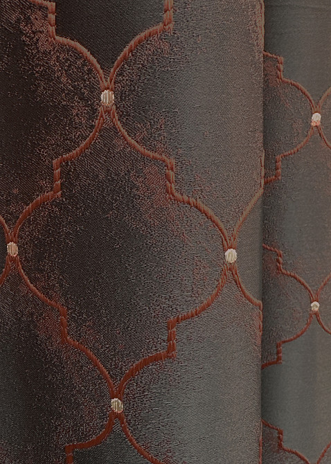 Комплект готових штор VR-Textil Жакард SAPFIR № 1752ш Графітовий з теракотовим 150х300 см 2 шт (33-0718) Київ - фото 6