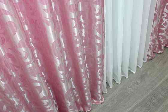 Шторна тканина жакард, колекція "Вензель", колір рожевий 476ш Київ