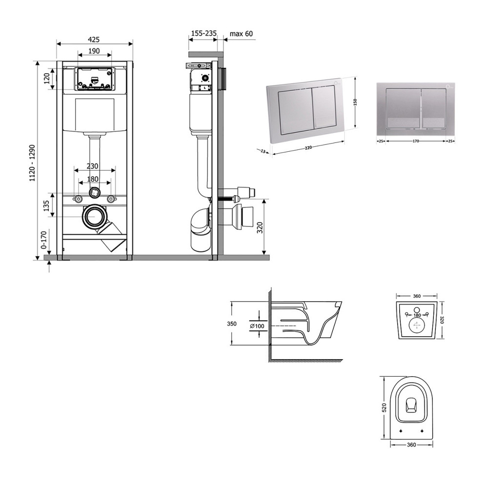 Готове рішення Qtap для ванної кімнати: підвісний унітаз Swan Ultra Quiet 520×360×320 + комплект інсталяції Nest 4 в 1 Київ - фото 11