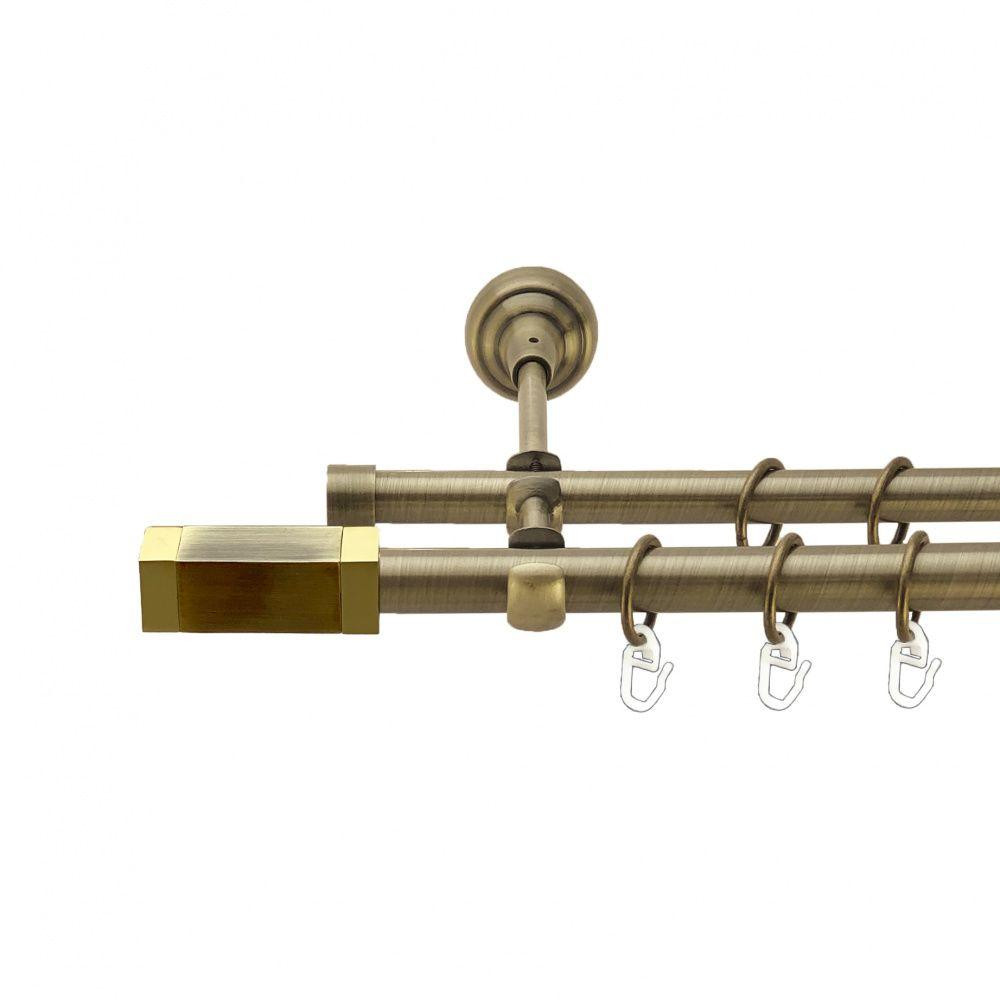 Карниз Orvit Квадро металевий дворядний відкритий гладка труба кільце металеве Антик 19\16 мм 300 см Львов - изображение 1