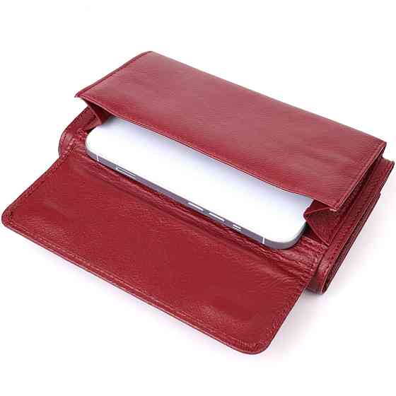 Жіночий гаманець з кишенею для телефону з натуральної шкіри ST Leather 23069 Бордовий Київ