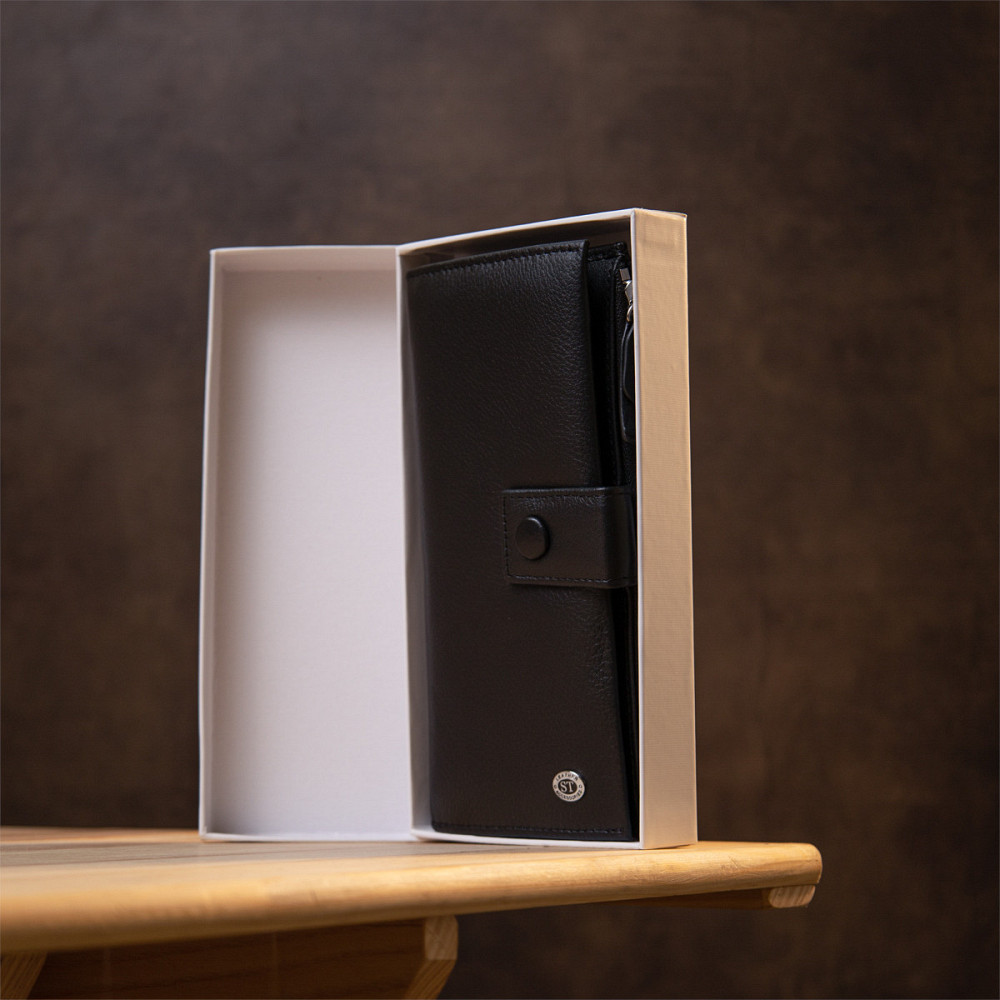 Класичний гаманець-клатч Чорний (ST Leather) Київ - фото 4