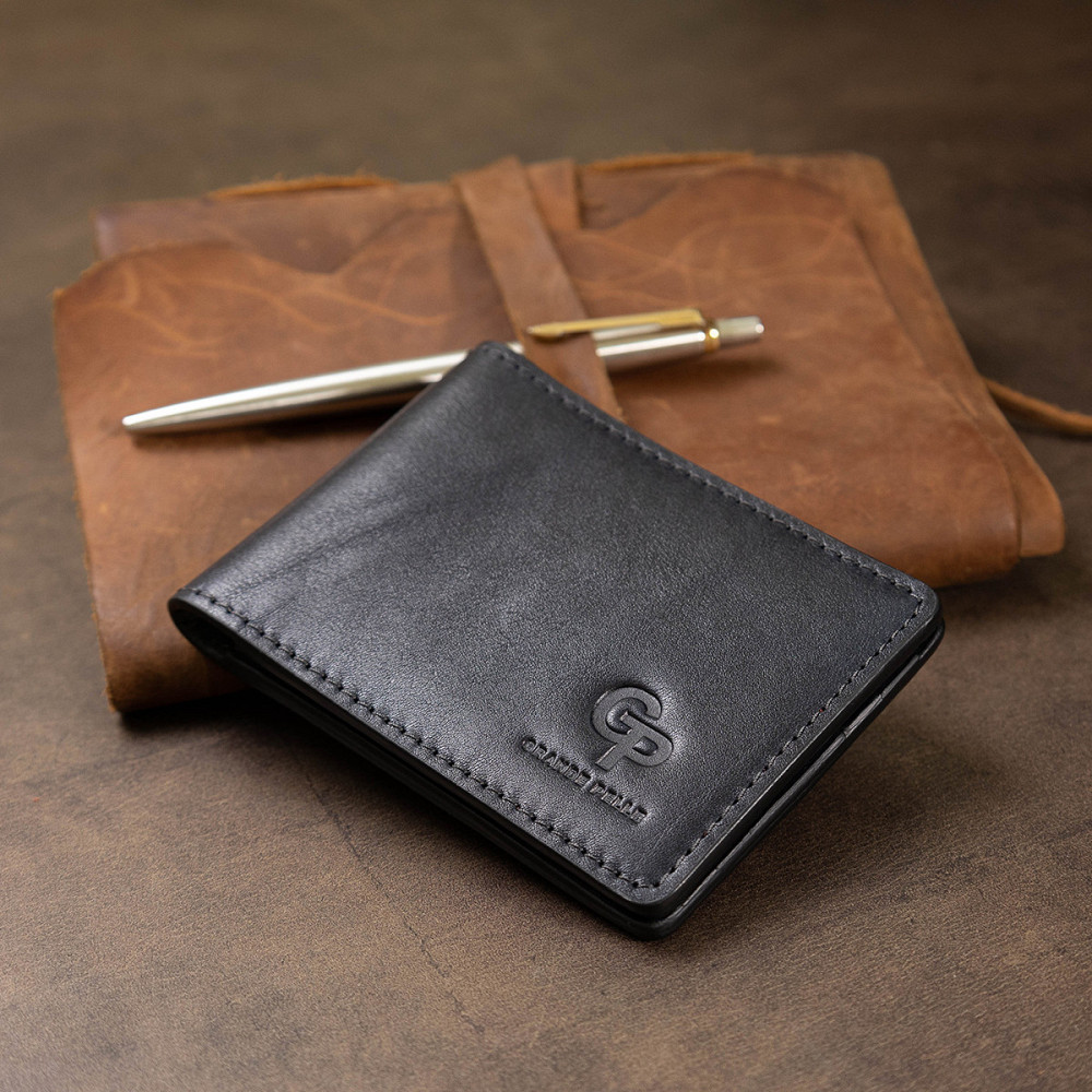 Кожаный мужской зажим для денег Синий (GRANDE PELLE) Киев - изображение 4