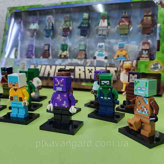 Набір фігурок Майнкрафт 16 героїв + зброя, з підставками 2913 Хмельницький