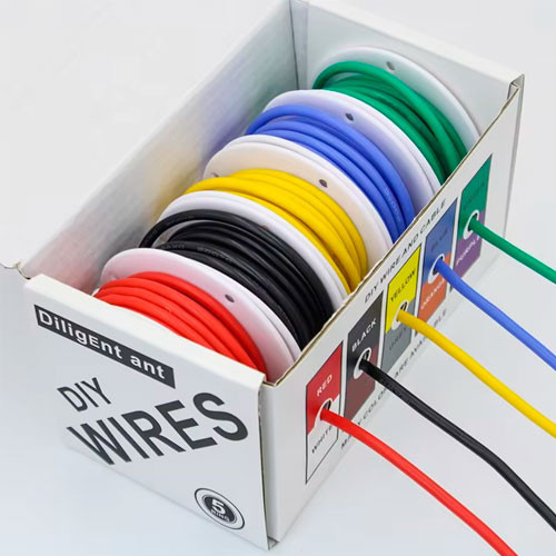 Набор одножильных проводов в силиконовой оплетке (22 AWG, 5 цветов по 10 м, луженая медь) Київ - фото 5