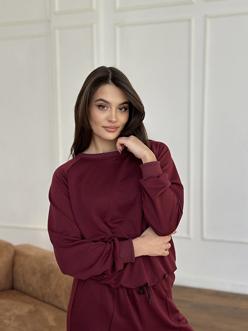 Свитшот женский однотонный Бордовый 50/52 Харьков - изображение 3