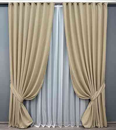 Комплект готовых штор VR-Textil Микровелюр SPARTA № 1192ш Бежевый 200х290 см 2 шт (32-312) Киев