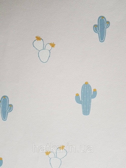 Шпалери флізелінові еко Decoprint 21113 Sweet Dreams дитячі кактуси сині білі на білому фоні 0,53x10,05 м Київ - фото 2