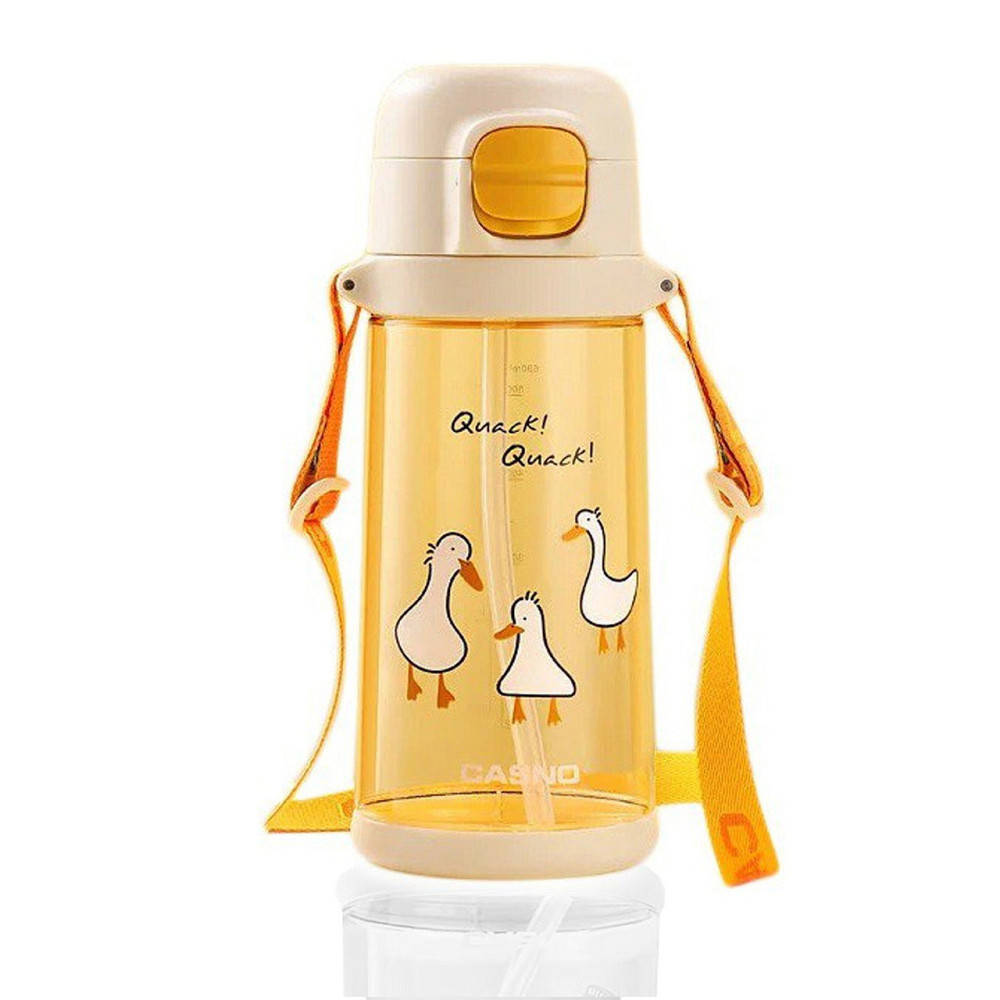 Пляшка для води CASNO 690 мл KXN-1219 Помаранчева (Гуси) з соломинкою Кам'янське - фото 2