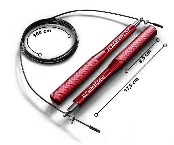 Скакалка швидкісна на підшипниках алюмінієва PowerPlay 4207 Elite Jump Rope Червона (3m.) Київ