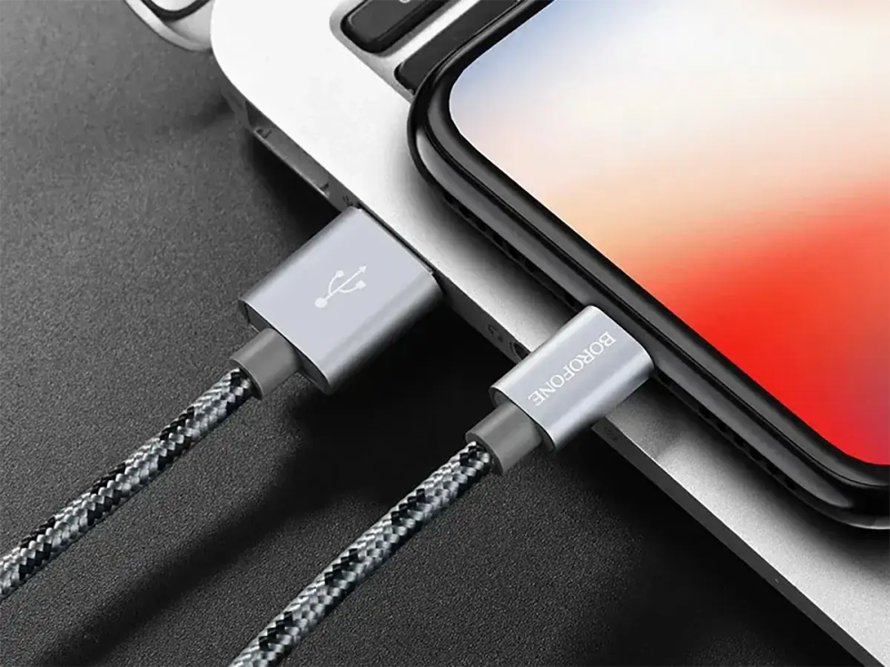 Кабель USB - Lightning Borofone BX24 1м 2А швидка зарядка для iPhone iPad нейлоновий шнур із чіпом захисту Одеса - фото 6