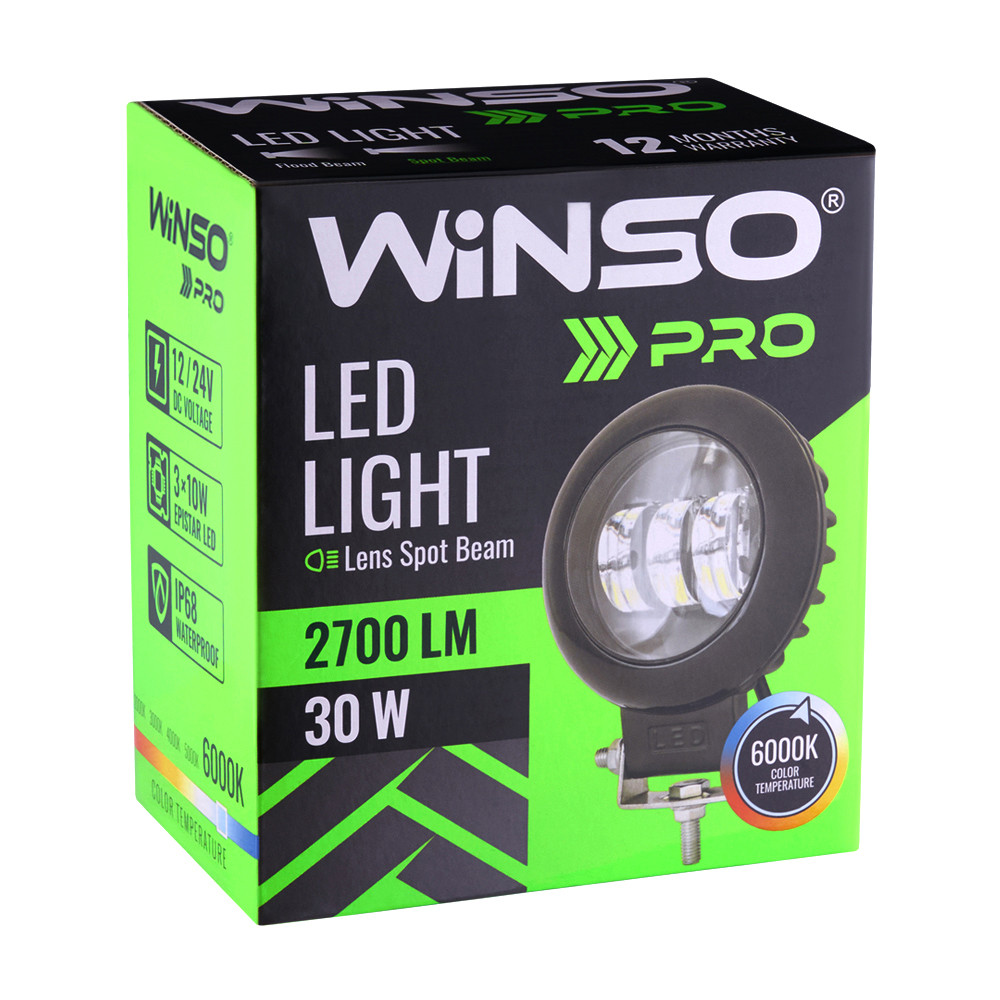 Фара светодиодная Winso Pro 10-30V, 30W (3x10W), 2700Lm, CSP1860DE 1шт (780770) Львов - изображение 2