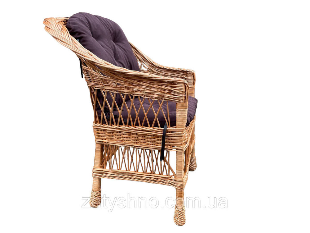 Кресло из лозы плетеное с коричневой подушкой Киев - изображение 6