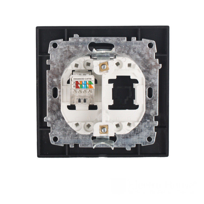 Розетка комп'ютерна 1x8P8C, Enzo  бездоганний графіт Дніпро - фото 2