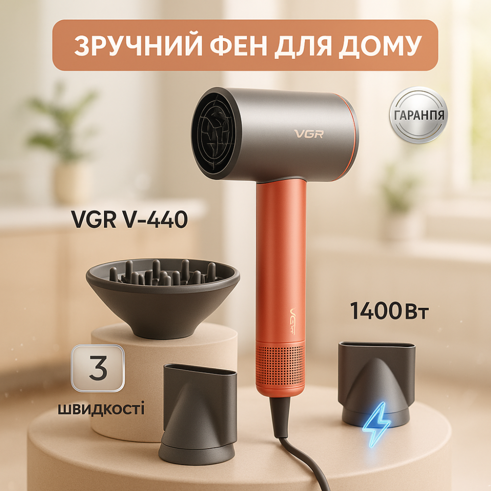 Фен для волос профессиональный 2 скорости VGR V-440, Фен для красивой укладки волос TK-95 Львов - изображение 16