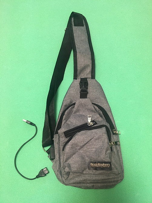 Чоловіча сумка через плече сіра- розмір сумки 30*20см, 4 кишені, з USD шнуром в комплекті Київ - фото 1
